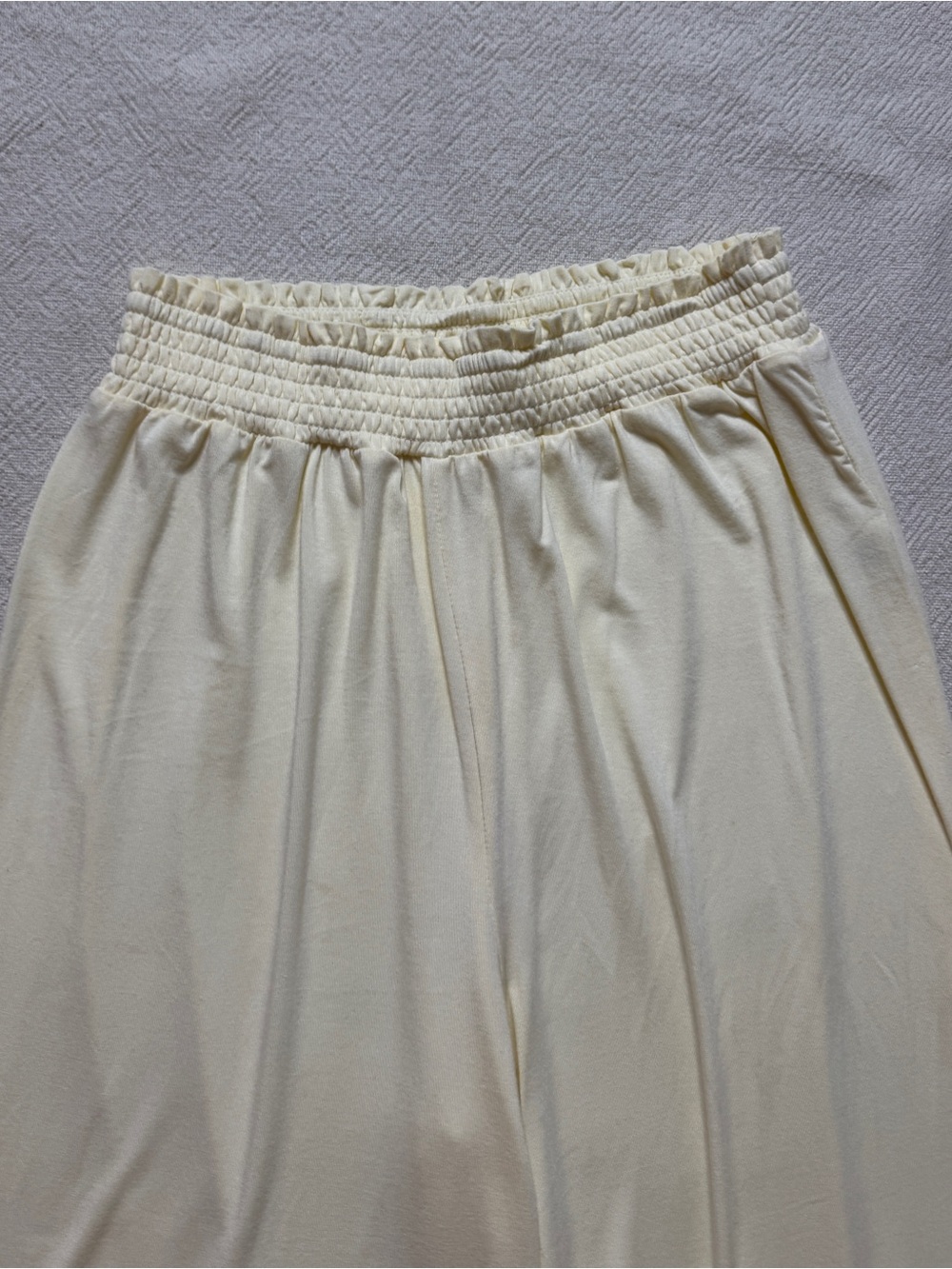 WeWoreWhat Ivory Cream Feather Trim Pullon Lounge Pants M Boho Honeymoon Bridal - Picture 4 of 5